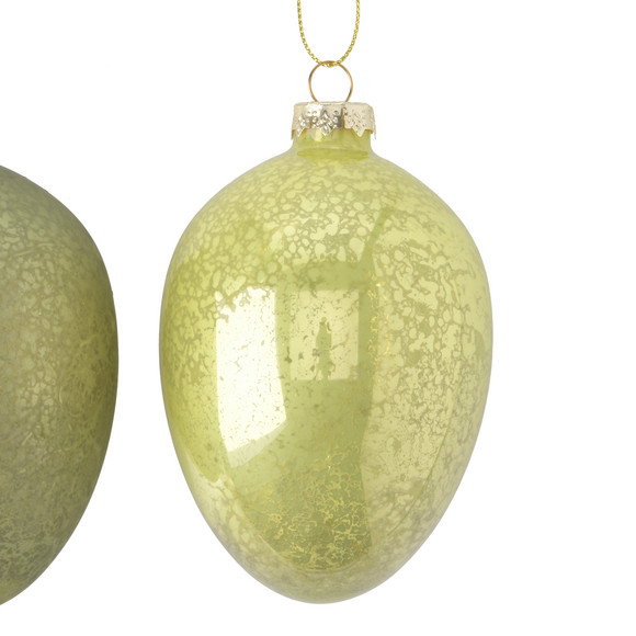 2 kleine decoratieve hangers paasei van glas