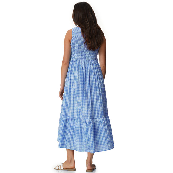 Damen Maxikleid in Seersucker-Optik