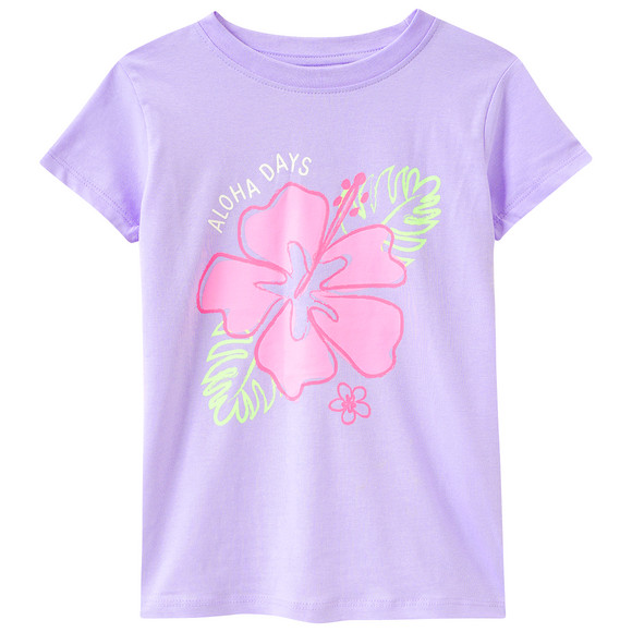Mädchen T-Shirt mit Neon-Print helllila