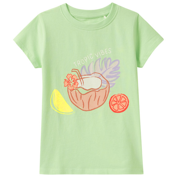 Mädchen T-Shirt mit Neon-Print hellgrün
