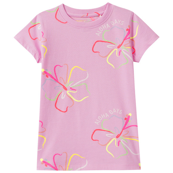 Mädchen T-Shirt mit Neon-Prints rosa