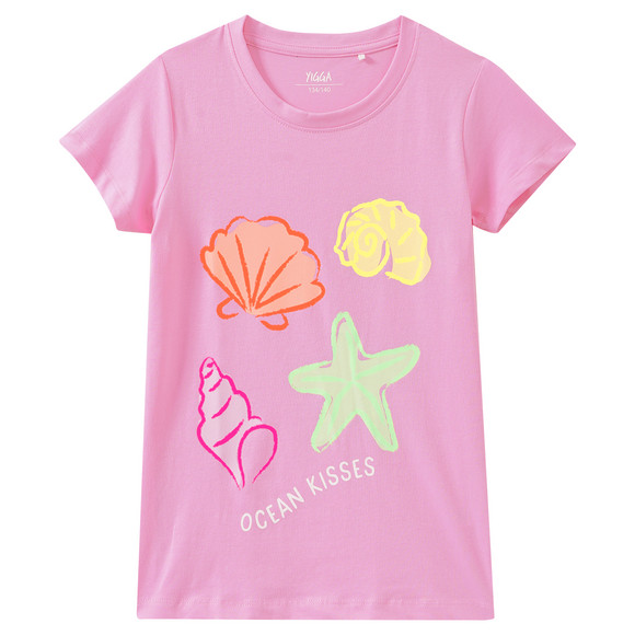 Mädchen T-Shirt mit Neon-Print rosa