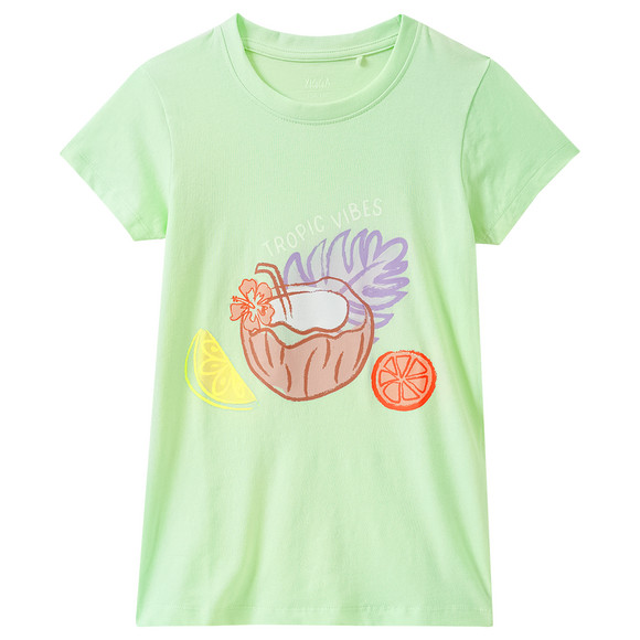 Mädchen T-Shirt mit Neon-Print hellgrün