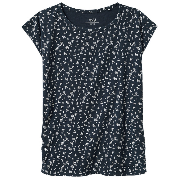 Mädchen T-Shirt mit Allover-Print dunkelblau
