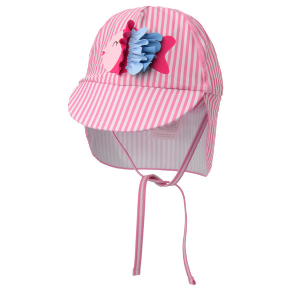 Baby UV-Badekappe mit Fisch UPF60 rosa / weiss