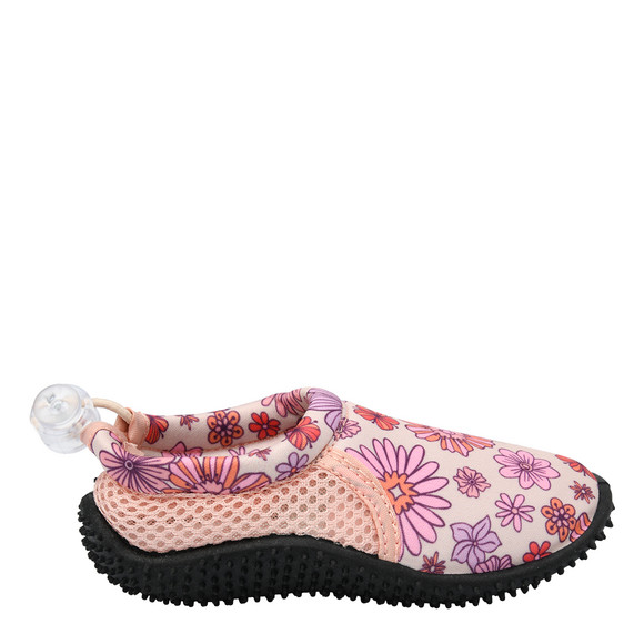 Babyzwemschoentjes met bloemetjes crème / roze / paars