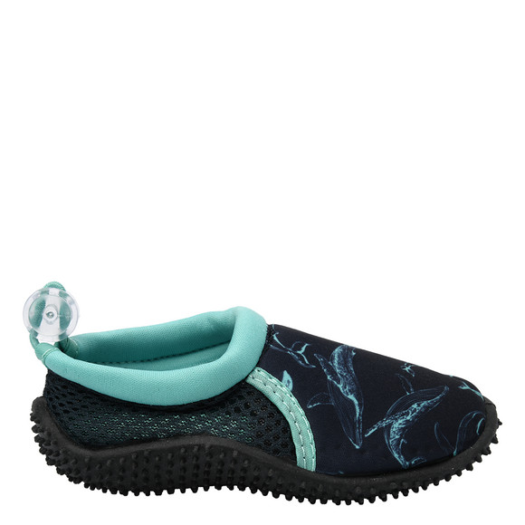 Babyzwemschoentjes met walvismotieven donkerblauw / turquoise