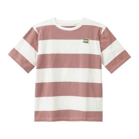 Jungen T-Shirt mit Streifen rostrot / weiss