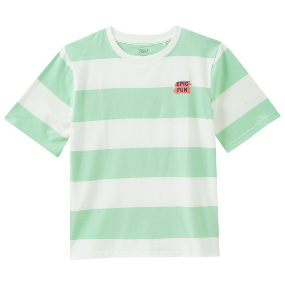 Jungen T-Shirt mit Streifen hellgrün / weiss