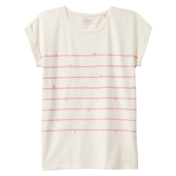 Mädchen T-Shirt mit Herz-Print weiss