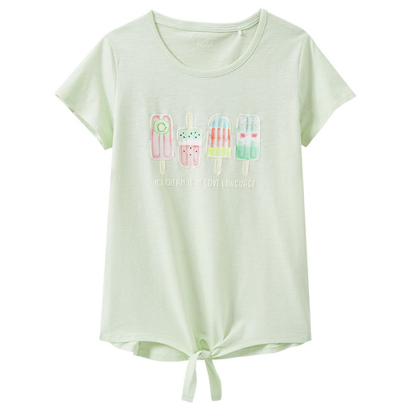 Mädchen T-Shirt mit Knotendetail hellgrün