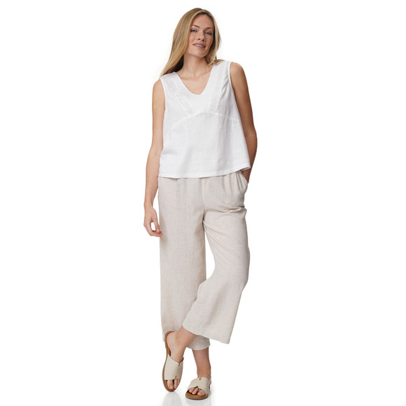 Damen Leinen-Bluse mit Häkelspitze