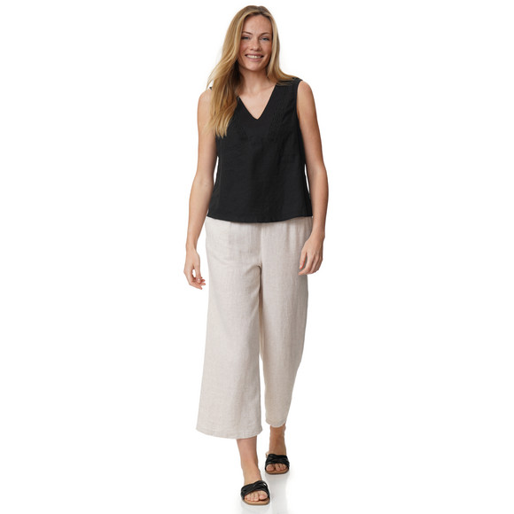 Damen Leinen-Bluse mit Häkelspitze