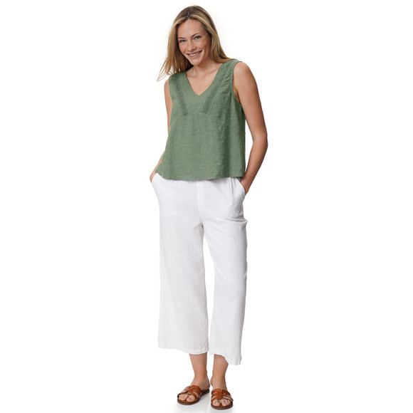 Damen Leinen-Bluse mit Häkelspitze