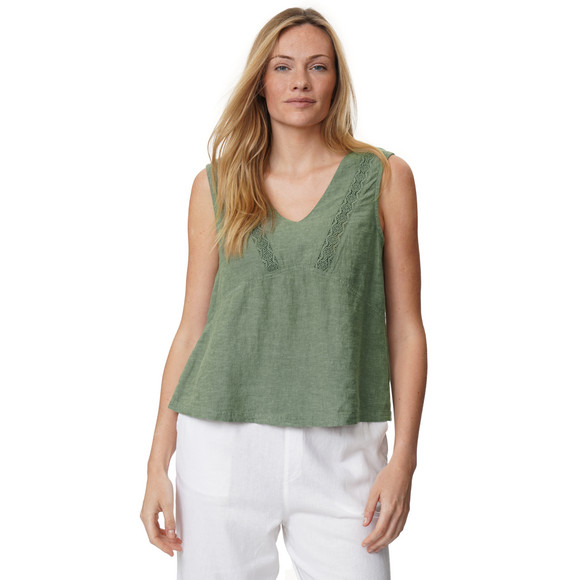 Damen Leinen-Bluse mit Häkelspitze