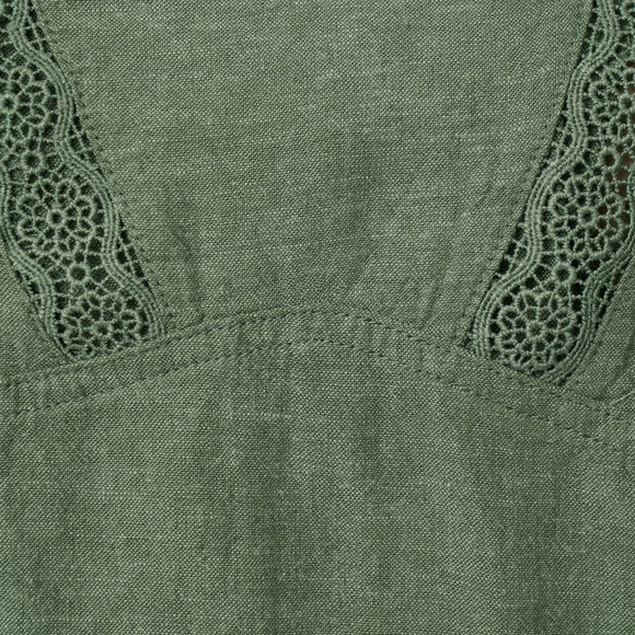 Damen Leinen-Bluse mit Häkelspitze