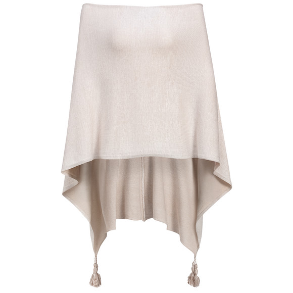 Damen Poncho mit Tasseln beige