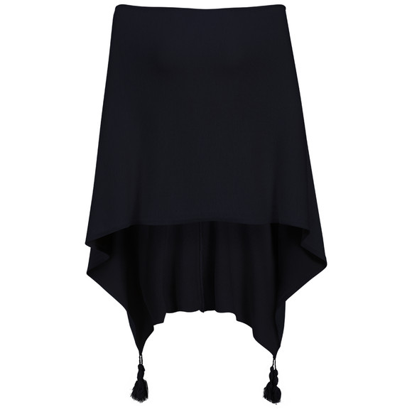 Damen Poncho mit Tasseln schwarz