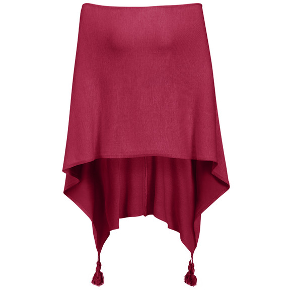 Damen Poncho mit Tasseln pink