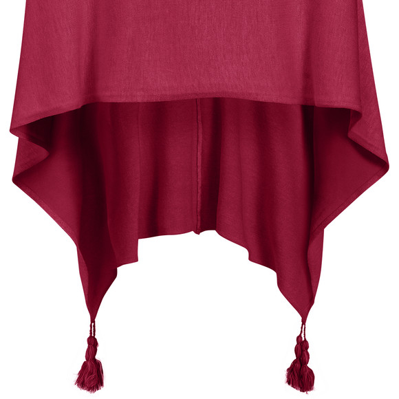 Damen Poncho mit Tasseln