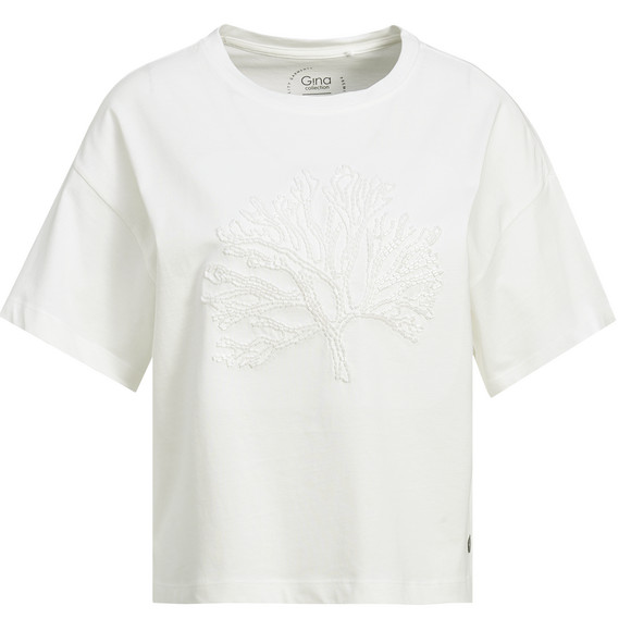 Damen T-Shirt mit Applikationen weiss