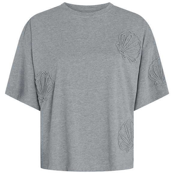 Damen T-Shirt mit Applikationen grau