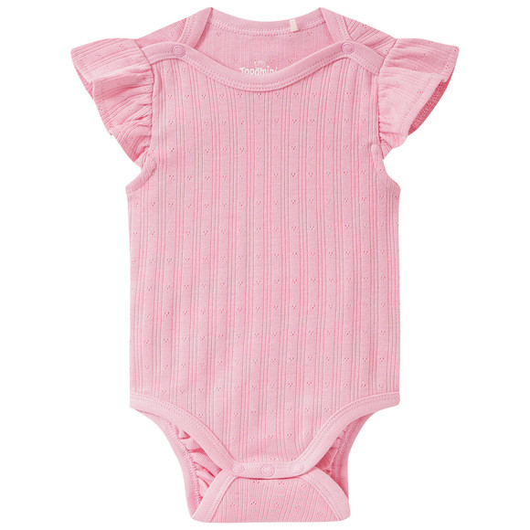 Baby Kurzarmbody mit Ajour-Struktur rosa