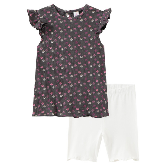 Baby Set mit T-Shirt und Radler dunkelgrau / dunkelrosa