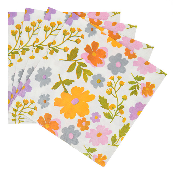 20 Servietten mit Blumen-Muster
