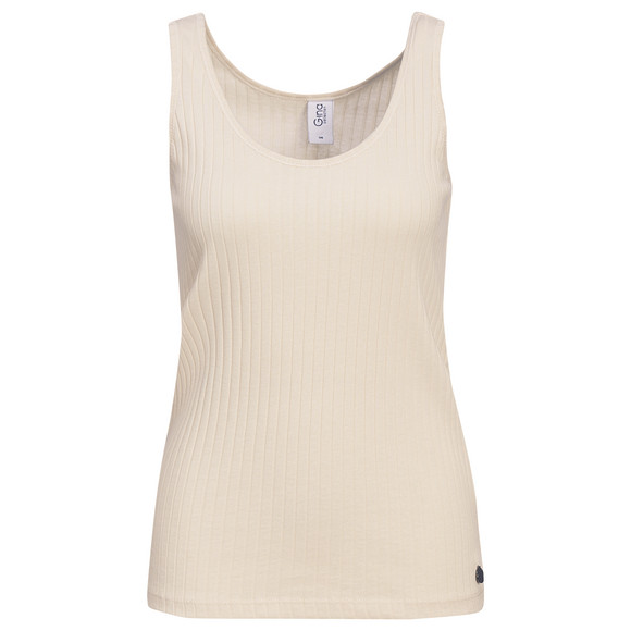 Damen Top mit Rippstruktur beige