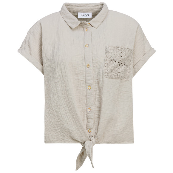 Damen Musselin-Bluse mit Knotendetail