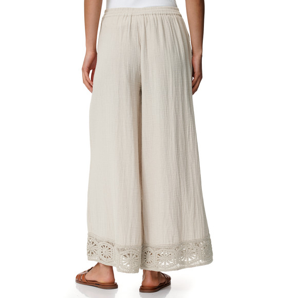 Damen Musselin-Hose mit Häkelsaum