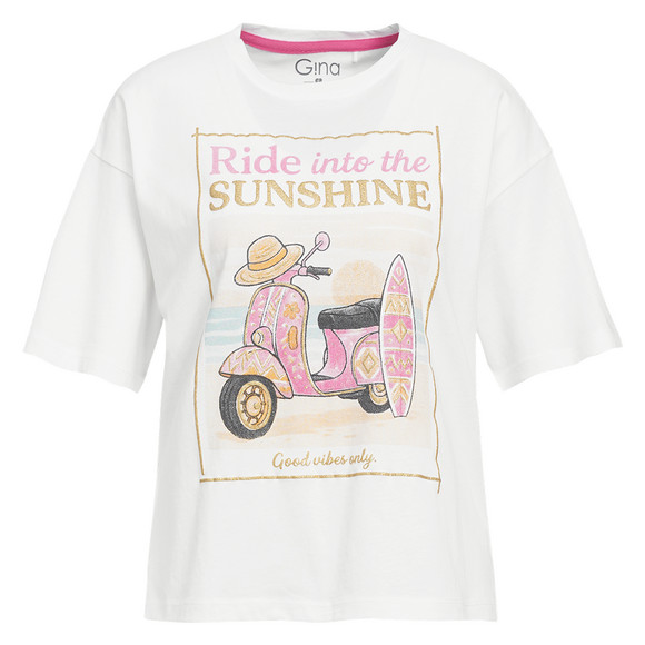 Damen T-Shirt mit Print weiss