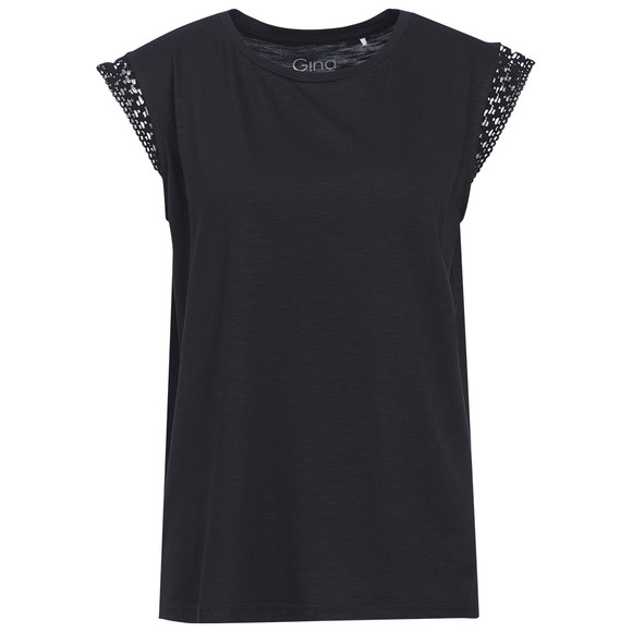 Damen Top mit Flammgarn schwarz