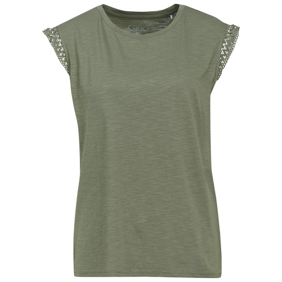 Damen Top mit Flammgarn oliv