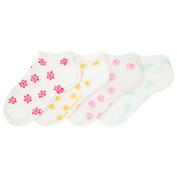 4 Paar Damen Sneaker-Socken im Muster-Mix