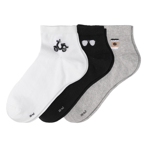 3 Paar Herren Sneaker-Socken im Set schwarz / weiss / hellgrau