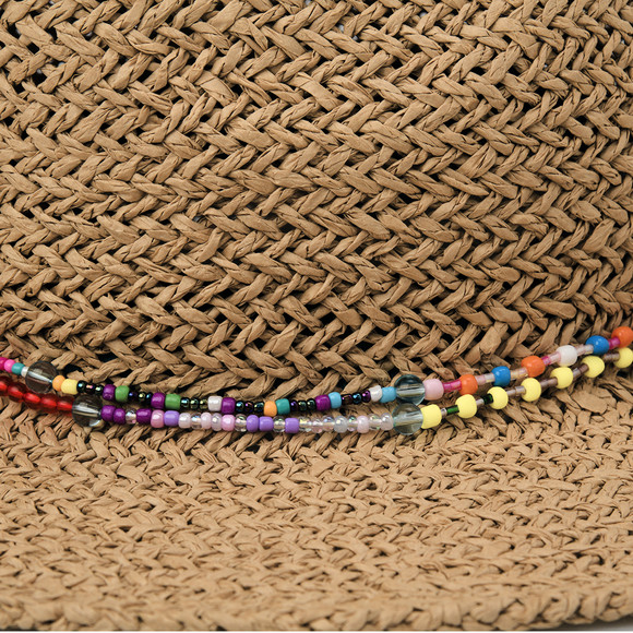 Damen Strohhut mit Perlenband