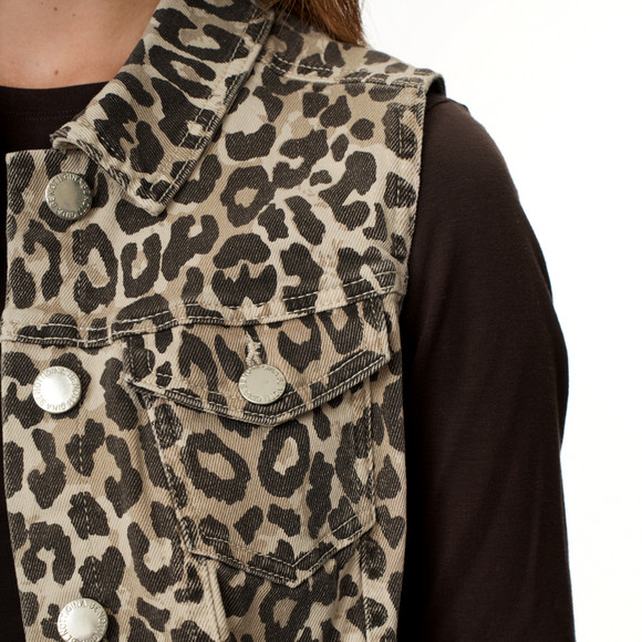 Damen Jeansweste in Leo-Optik