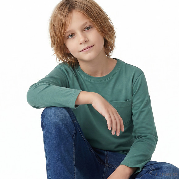 Jungen Langarmshirt in Unifarben