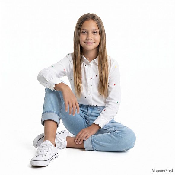 Mädchen Bluse mit Herz-Allover