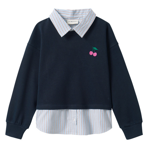 Mädchen Sweatshirt mit Bluseneinsatz