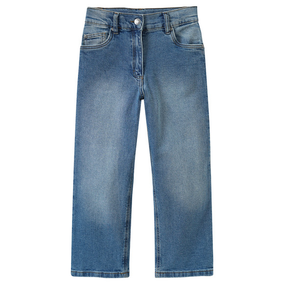 Mädchen Wide-Leg-Jeans mit verstellbarem Bund