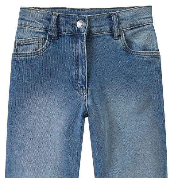 Mädchen Wide-Leg-Jeans mit verstellbarem Bund