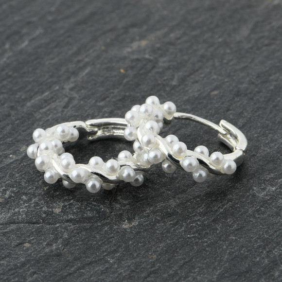 Damen Creolen mit Kunstperlen