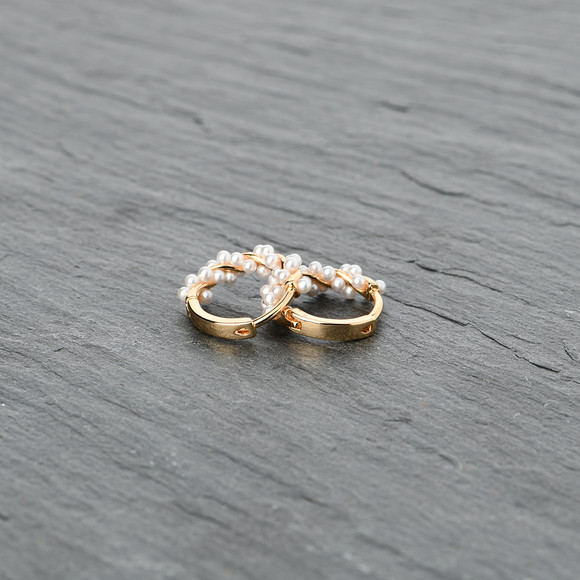 Damen Creolen mit Kunstperlen