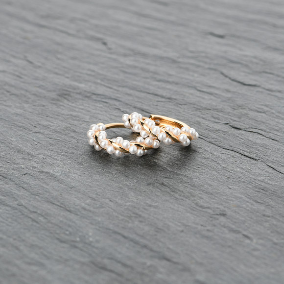 Damen Creolen mit Kunstperlen