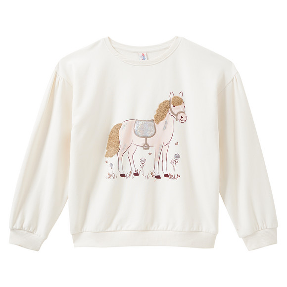 Mädchen Sweatshirt mit Pferde-Motiv creme