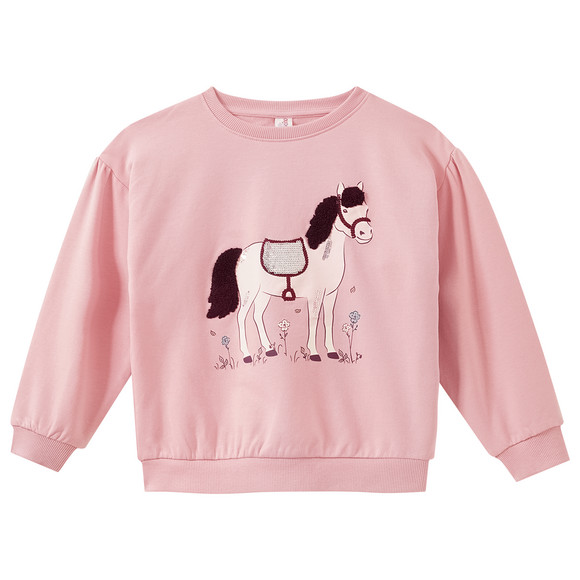 Mädchen Sweatshirt mit Pferde-Motiv rosa