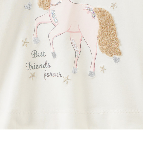 Mädchen Langarmshirt mit Pferde-Applikation